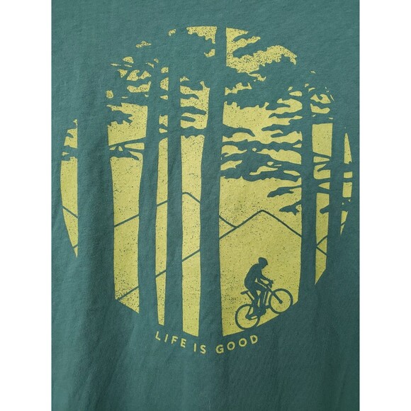 Life is Good Smooth Tee Classic Fit Green Cycler Short Sleeve T-Shirt Size XL - Picture 2 of 6